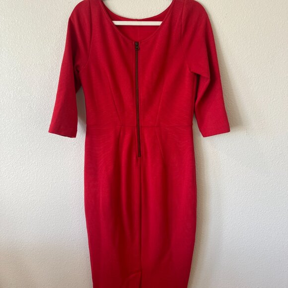Boden Aurelia Ottoman Sheath Midi Dress Red 8 Long - Picture 4 of 4